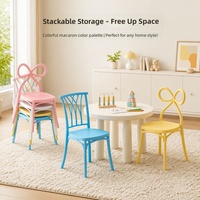 Chaise d'enfant en plastique PP avec dossier en forme de nœud, siège léger pour enfants, chaise de salle à manger pour la maison et la maternelle