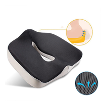 Coussin de siège portable en mousse à mémoire de forme rafraîchissante, forme carrée tissée, ergonomique, soulagement de la pression, coussin orthopédique pour les fesses, housse en maille