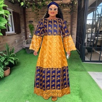 Robes africaines personnalisées H&D BS019 pour femmes, robe longue traditionnelle brodée en Bazin, robe maxi tendance