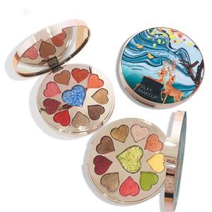 Maquillaje en oferta 10 colores purpurina forma de corazón sombra de ojos en polvo, etiqueta privada <span class=keywords><strong>paleta</strong></span> de sombra de ojos - Product Image 1