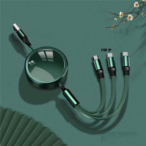 Wholesale Gift Round USBC for iPhone <b>Cables</b> <b>Micro</b> B C Portable Retractable Cord <b>USB</b> Charger Cords 3 in 1 Charging <b>Cable</b> - Product Image 6