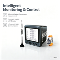 EASTSONG ES600 Dispositivo Inteligente Inalámbrico de Medición de Temperatura, 3 Canales, Pantalla LCD, RS485 Modbus RTU, Trifásico, IP65