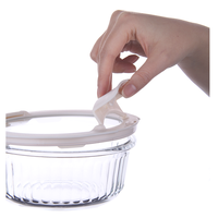 Boîte à lunch en verre de forme ronde de 570 ml, adaptée à une utilisation au micro-ondes, récipient de stockage alimentaire direct