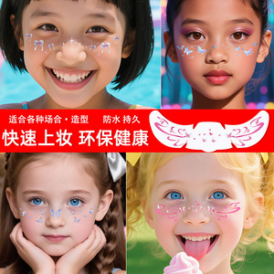 Temporary Face Tattoo <b>Stickers</b> Butterfly Floral Design Waterproof Pet Film <b>Childrens</b> Makeup For Party Events - Product Image 5