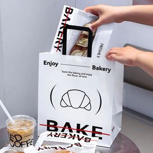 Baking Paper <b>Bag</b> Kraft Paper Croissant Offset Printing Logo Cake <b>Bread</b> Dessert Takeaway Food Packaging With Flat Handles - Product Image 4