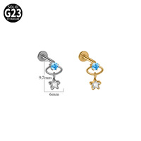 Getta G23 Titan Lange Hängeohrringe Rosa Saphir Zirkon Wasserdichter Körperschmuck für Geschenk Verlobung Party