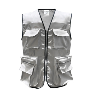 Chaleco de Seguridad CITICITY de Alta Visibilidad, Gris, de Poliéster, con Múltiples Bolsillos, Cierre Frontal con Cremallera y Tiras Reflectantes - Product Image 3