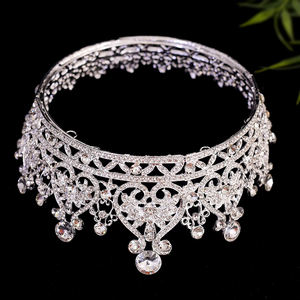 איכות גבוהה כלה בארוק כתר סגסוגת בעבודת יד טיארה מתכת עם יהלום rhinestone גודל חינם ליום נישואין של בנות - Product Image 3