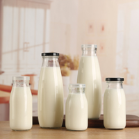 Bouteilles en verre transparentes vides en gros pour lait, boissons, café, jus, bouteilles de stockage rechargeables, personnalisables avec col à vis et col serti