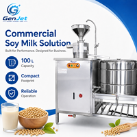 Machine à lait de soja commerciale GenJet 100L, grande capacité, en acier inoxydable, production de 200 kg par heure, chauffage au gaz