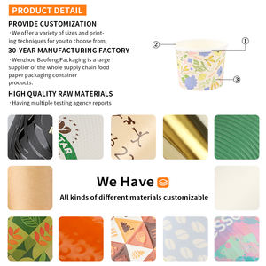 Commercio all'ingrosso biodegradabile monouso in carta Kraft tazza Eco Friendly imballaggio alimentare rotondo da asporto ciotola con coperchio - Product Image 5