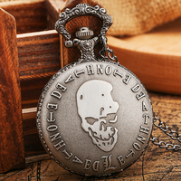 Janpan Cosplay Gris Métal Horloge Collier Chaîne Quartz Anime Montre de Poche avec Death Note Crâne Design