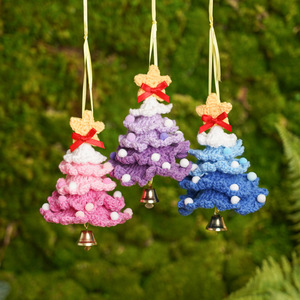 Crocheted Christmas <b>Tree</b> <b>Ornament</b> Hanging Handmade Decor For Christmas Gift Car Decoration Polyester Material <b>Tree</b> Shape - Product Image 1