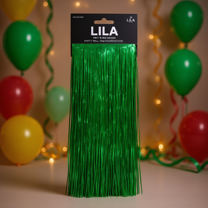 Decoración de Fiesta Lila Tinsel, Rectángulo de Plástico Verde, Decoración de Cumpleaños - Product Image 2