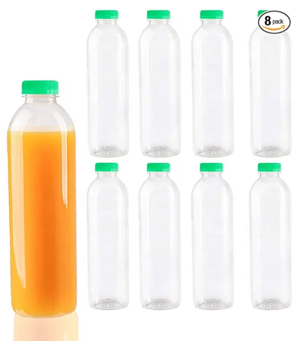 Bottiglia di plastica naturale più economica 250ml 300ml 500ml di succo usa bottiglia di succo di plastica in materiale PET per uso alimentare con tappo