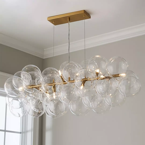 Moderno vetro ottone Design bolla isola sala <span class=keywords><strong>da</strong></span> <span class=keywords><strong>pranzo</strong></span> <span class=keywords><strong>tavolo</strong></span> chiaro palla lampadario - Product Image 1