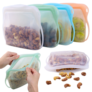 Customized Design 100% Platinum Food Grade Reusable Square Lightweight Sealable Silicone Storage Freezer <b>Bags</b> with Zipper - Product Image 2