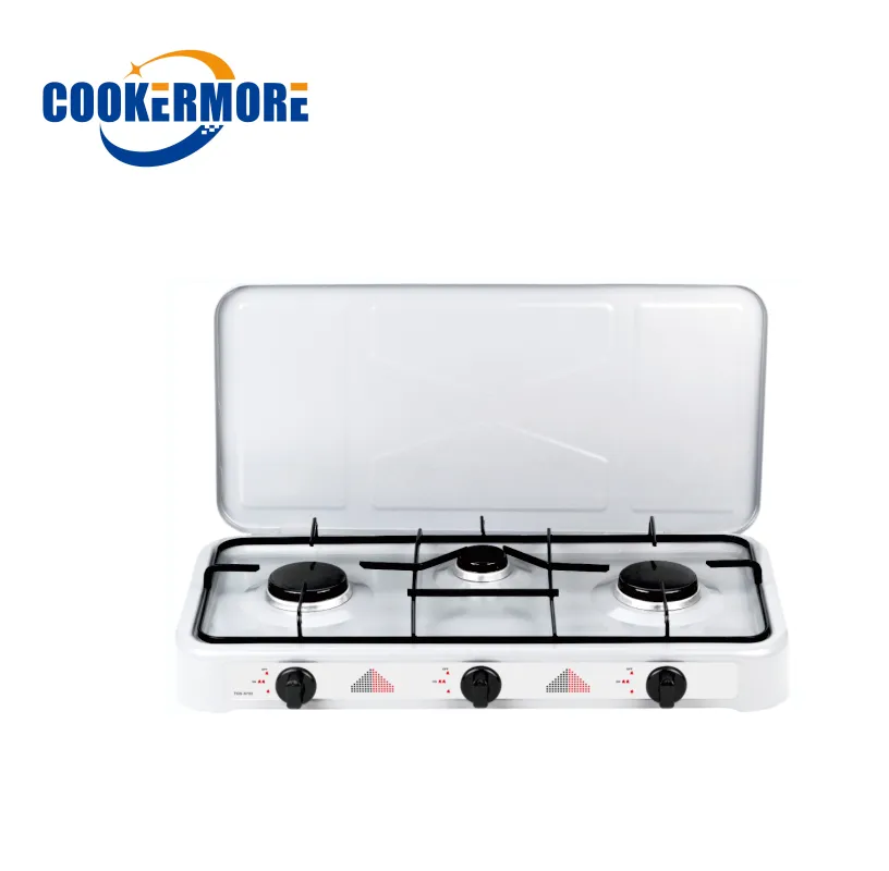 3 Burner Europe tipo mesa fogão a gás com tampa camping fogão