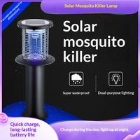 Piège à moustiques solaire rechargeable extérieur en acier inoxydable, entièrement automatique, étanche, avec éclairage LED, double usage