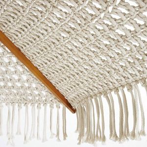 Bohemia Classic Lotus Cotton Rope Macrame Parasols Wooden Pole Handmade Tassels Woven Canopy Beach <b>Umbrella</b> Fringe Manual Pulley - Product Image 4