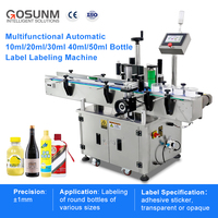 Etiquetadora Automática Multifuncional GOSUNM para Botellas Redondas de 10ml/20ml/30ml/40ml/50ml con Rodillo de Goma