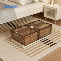 Boîtes de rangement pliables en plastique avec couvercles, conteneurs de rangement sous le lit avec roulettes