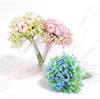 Kain Sutra Imitasi Bunga Mawar Gypsophila Set Perlengkapan Fotografi Pernikahan Pengantin Hotel Buatan Tangan Realistis