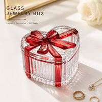 Boîte à bijoux en verre, conteneur de rangement, pot à bougie, boîte cadeau pour la cuisine, décoration de la maison, style luxueux et romantique, multifonction, portable