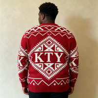 Pull en maille jacquard vintage à col rond pour homme, coupe ample, motif lettres, idéal pour Noël, vente en gros, personnalisable ODM