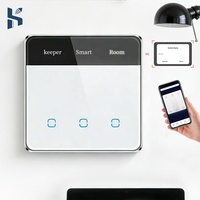 Interrupteur tactile à écran LED Tuya Smart Home, interrupteur lumineux en verre trempé avec cadre métallique haut de gamme, compatible avec Google Assistant