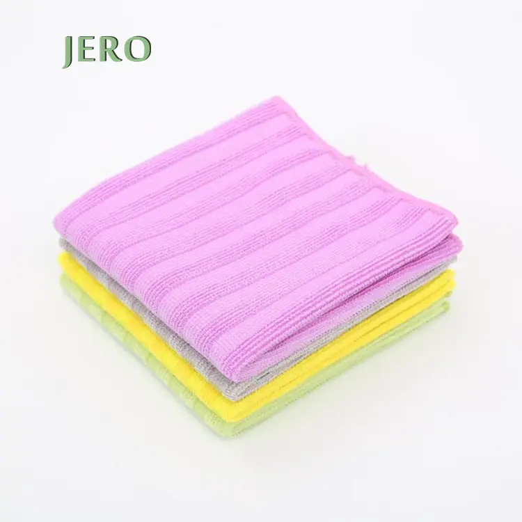 नई डिजाइन 30*30 CM पीपी हार्ड तार Microfiber तौलिया सफाई कपड़ा धारी डिजाइन थाली पीछने का कपड़ा