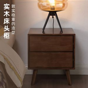โต๊ะข้างเตียงไม้เนื้อแข็ง สีวอลนัท 2 ลิ้นชัก เฟอร์นิเจอร์ห้องนอน - Product Image 3