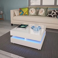Meubles de salon Docarelife Table centrale de peinture moderne à haute brillance Table basse à lumière LED RVB à changement de couleur carrée blanche