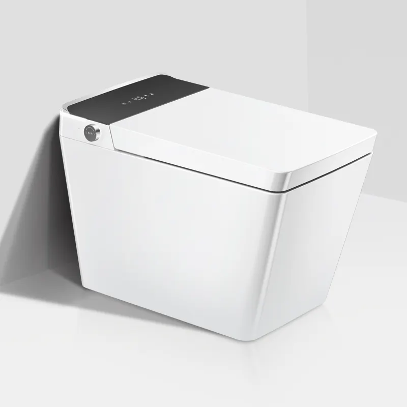 Toucador inteligente de porcelana para banheiro, banheiro com sifão de cerâmica automático, com água, peça única, com piso inteligente