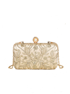 Bolso de Mano Bell 2025, Nuevo Diseño Floral con Perlas Bordadas, para Eventos Nocturnos y Bodas, con Lentejuelas y Satén, de Alta Calidad - Product Image 4