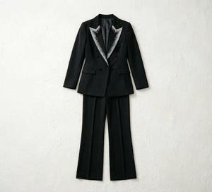 Elegante Traje de Dos Piezas <span class=keywords><strong>Verde</strong></span> <span class=keywords><strong>Lima</strong></span> para Verano, <span class=keywords><strong>Blazer</strong></span> Transpirable y Pantalones de Pierna Recta con Botones y Adornos de Pedrería - Product Image 4