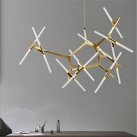 Lustre moderne à fourche pour salon, chambre à coucher, cuisine, lustre en verre, lampes suspendues au plafond, style arbre