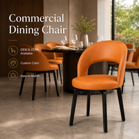 Chaise de salle à manger orange brûlé avec dossier enveloppant, chaise d'appoint haut de gamme rembourrée, qualité commerciale pour restaurant et hôtel, pieds effilés foncés