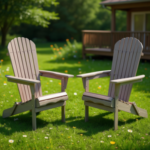 Ensemble de chaises longues Adirondack en bois de cèdre, 2 pièces, pliantes, pour jardin, terrasse, extérieur, design rustique - Product Image 2