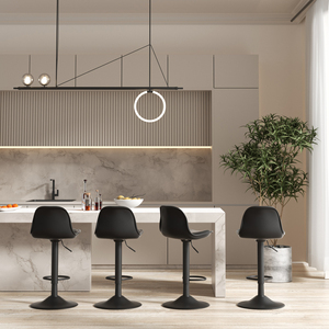 Modern PU Leather Commercial Bar <b>Stools</b> with <b>Wood</b> Frame Adjustable Height Metal Base for Home Bar and Outdoor Use - Product Image 5