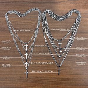 Collana con Croce in Acciaio Inossidabile, Inossidabile, Semplice, Catena Larga 5mm con Finitura a Sei Lati, Ciondolo a Croce da <span class=keywords><strong>2</strong></span>,5 cm - Product Image 4