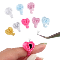 Cincin Lem Bulu Mata Plastik Multiwarna VEYES, Alat Ekstensi Bulu Mata Berbentuk Bunga dan Tempat Lem, Tahan Lama, Cepat Kering