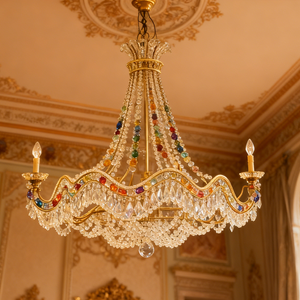 Đèn cho Nhà trần nhà cao tròn pha lê giọt mưa vàng đèn chùm lớn biệt thự Đèn chùm lối vào cầu thang đèn chùm - Product Image 3