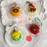 Porte-clés Squishy Ours Brun Mignon Fruits & Desserts, Jouet Anti-stress à Presser Personnages Assortis pour Cadeaux Nouveauté & Accessoires Photo