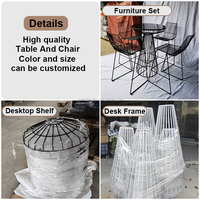 Table ronde extérieure lisse de chaise de barre de cocktail de fil en métal noir en métal pour la décoration d'hôtel de mariage