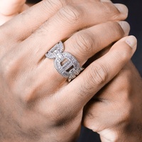Bague Hip Hop pour Homme en Argent Sterling 925 avec Moissanite VVS Couleur D, style Bling, à grappes de baguettes Mariner, passe le testeur de diamant GRA