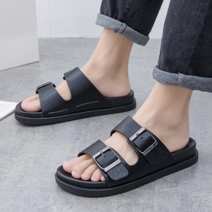 2026 Latest Genuine <b>Leather</b> Soft Outsole Wholesale Custom Factory Direct Flat Slides <b>Slippers</b> Home Outdoor for <b>Men</b> - Product Image 5