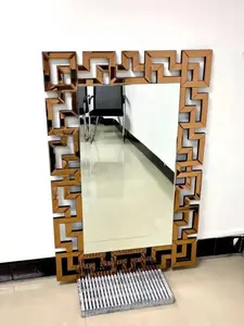 2022 MDF di alta qualità fatto a mano specchio da parete decorativo per la casa specchio da parete con diamante frantumato specchio da parete in legno