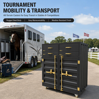 Armoire de rangement mobile robuste et verrouillable pour équipement équestre avec porte-selle pour écurie