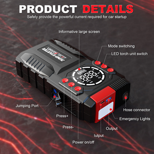 Démarreur portable 20000 mAh, <span class=keywords><strong>booster</strong></span> de <span class=keywords><strong>batterie</strong></span> de voiture, chargeur de <span class=keywords><strong>batterie</strong></span> externe, pack de batteries au lithium, pompe à air <span class=keywords><strong>pour</strong></span> pneus avec éclairage d'urgence - Product Image 6